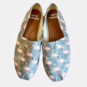 Groove Bags Canvas Pink Flamingo Flats Sz 9